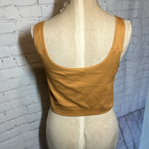 Ribbed round neck sport bra Jockey XL mustard yellow - Picture 3 of 4